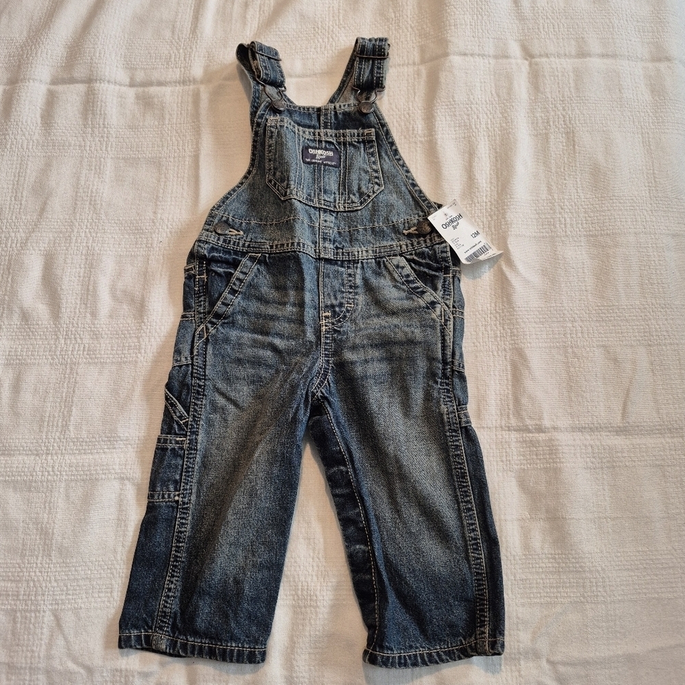 Oshkosh boys 12 months jean overalls blue, NWT